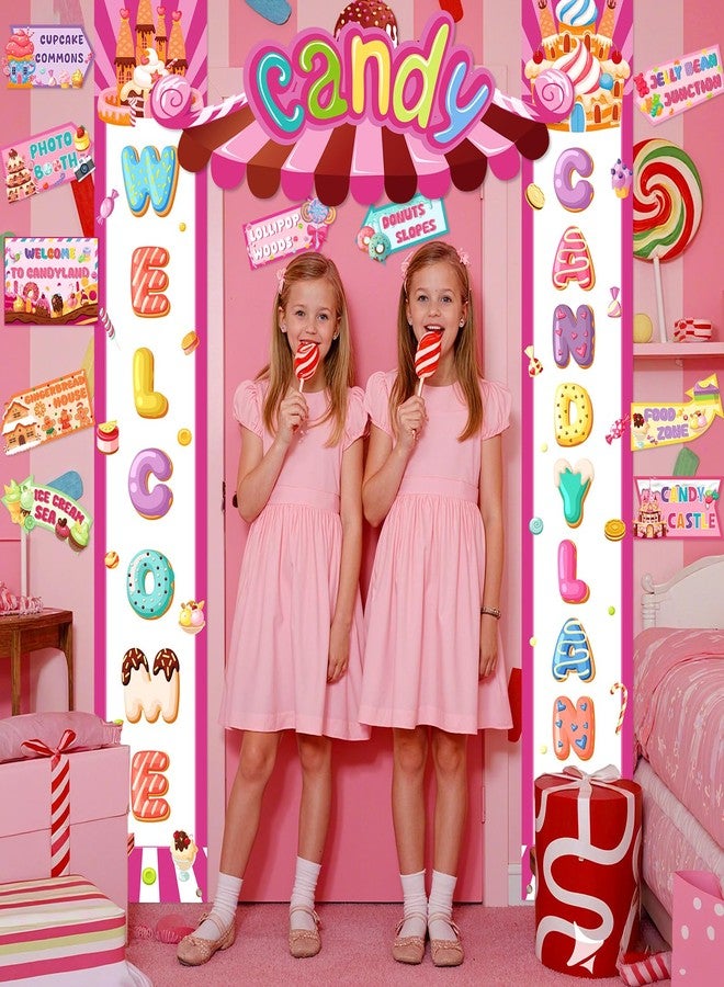 Woosytoo Candyland Party Decorations Welcome Candyland Door Banner Porch Sign Lollipop Paper Cutouts Sweet Candy Theme Party Supplies for Kids Candy Land Birthday Baby Shower Halloween Christmas Decor - Image 3